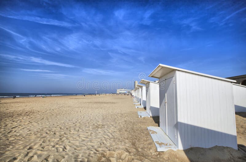 White beach cabins at Ostend