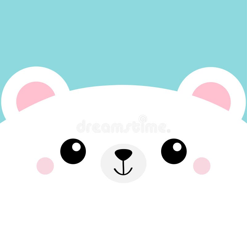 White Bear Head Face Square Icon. Cute Cartoon Kawaii Funny Character. Pet  Baby Print for Notebook Cover, Greeting Card Stock Vector - Illustration of  cartoon, head: 180110667