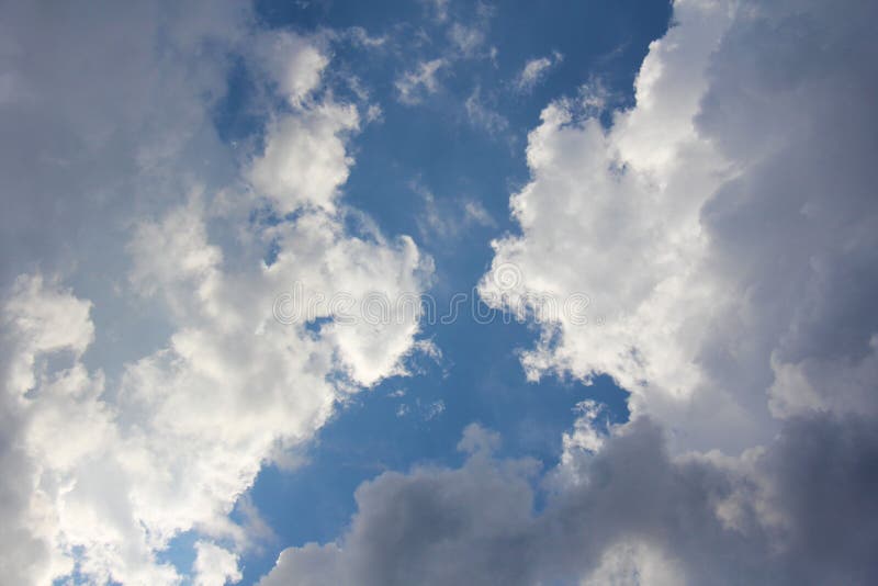 White Beautiful Fluffy Curly Clouds on Blue Sky, Background of W Stock ...