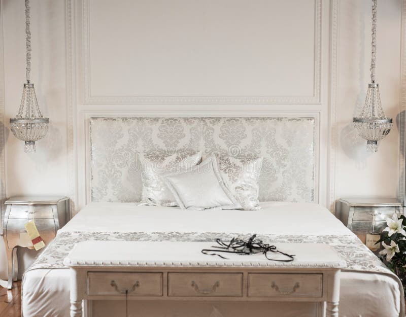 White bed in spa hotel