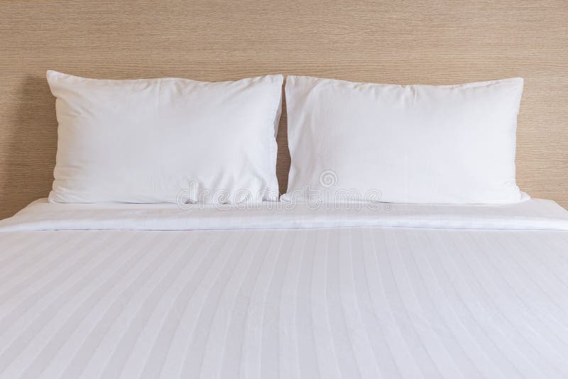 White Bedding Sheets and Pillow in Hotel Room Stock Photo Image of