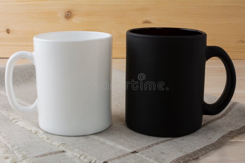 White and black coffee mug mockup
