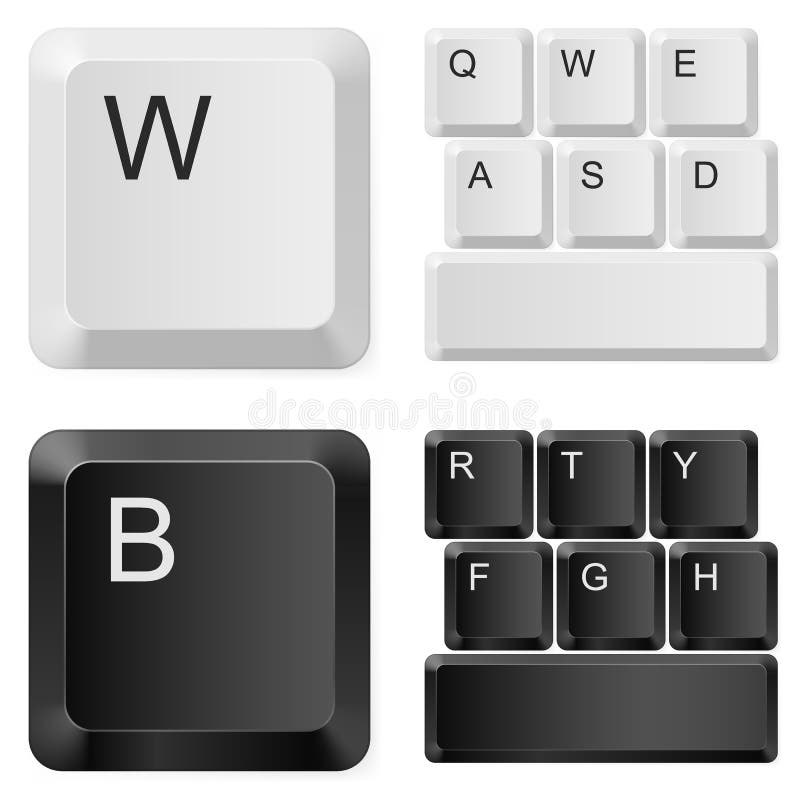 White and black computer keys. vector illustration