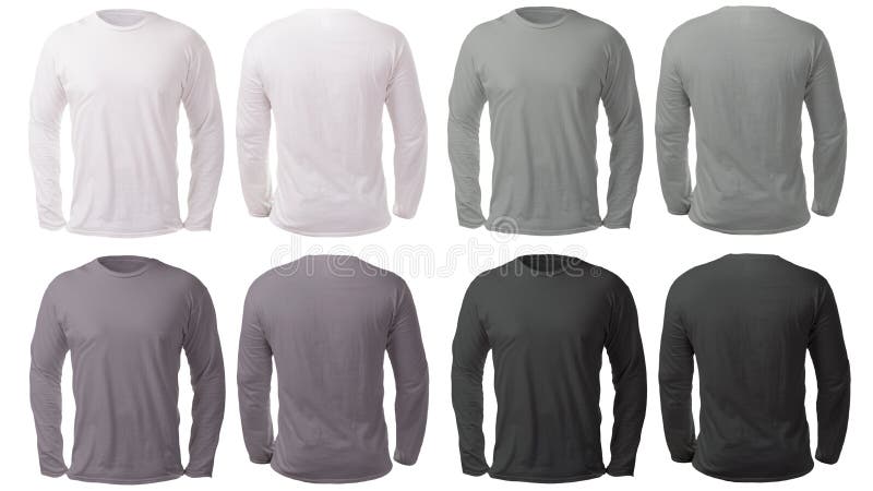 White Black Gray Long Sleeved Shirt Design Template Stock Photo Image of mockup body 136921098