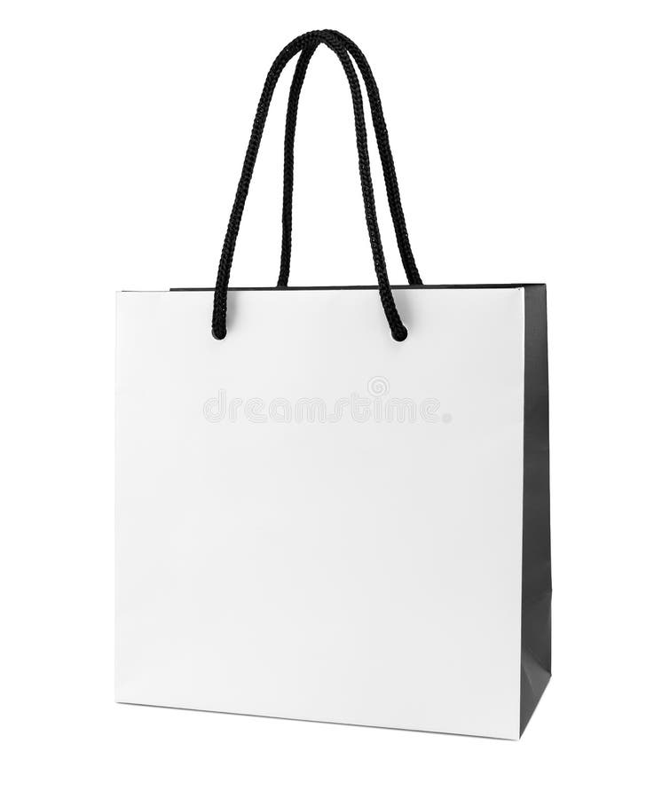 White and black paper shopping bag royalty free stock photo