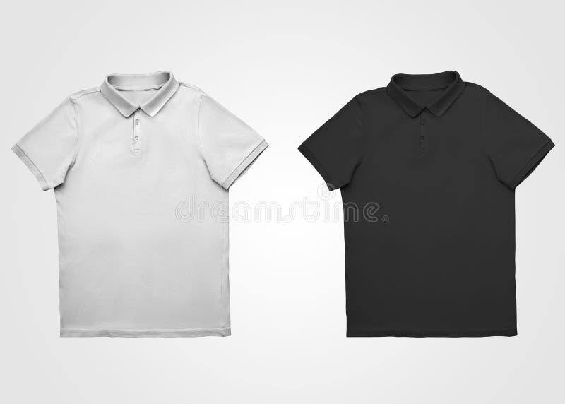 White, black polo template, beautifully laid out, isolated on background, stylish clothes