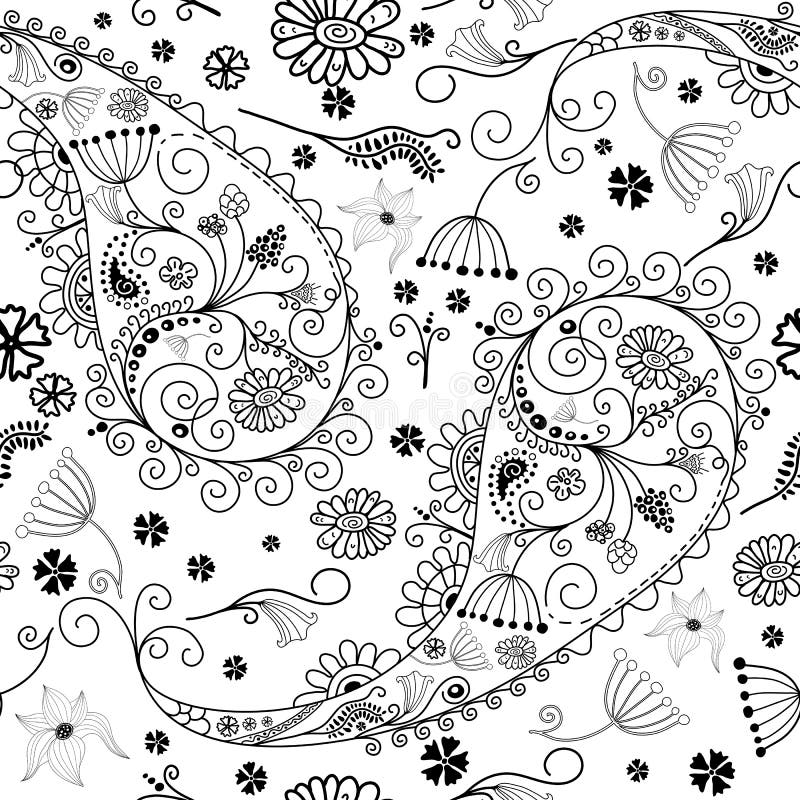 Black White Seamless Floral Wallpaper Pattern Vector Template Seamless  Wrapping Stock Vector by ©lenapix 206256834