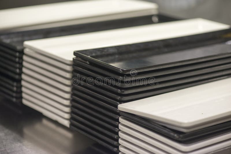 White and Black Square Plates Stock Photo Image of lifestyle, cuisine