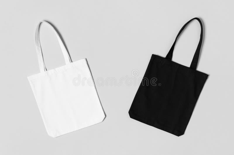 White Tote Bag Mockup on a Grey Background Stock Image - Image of ...