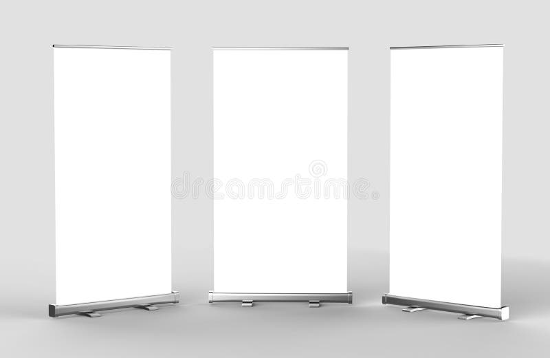 White blank empty high resolution Business Roll Up and Standee Banner display mock up Template for your Design Presentation. 3d r