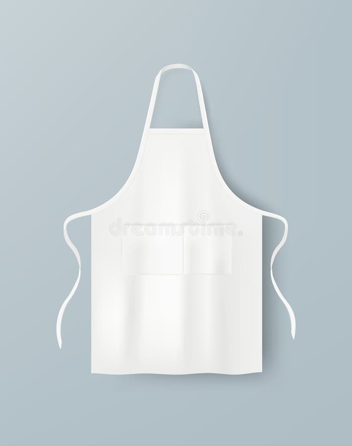 White Blank Kitchen Cotton Apron Isolated. Protective Apron Uniform for