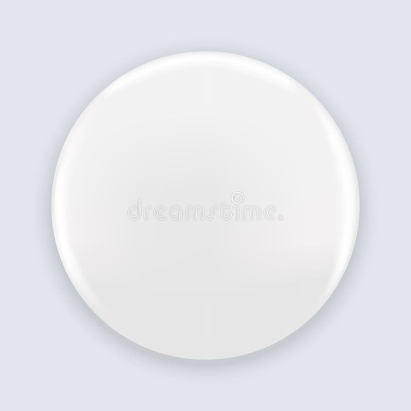 White Blank Pin Button Badge Isolated on Background. Realistic