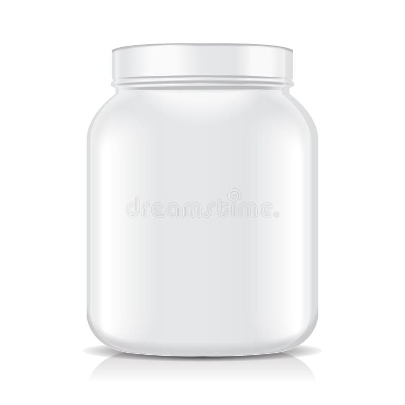 Realistic protein powder container mockup - white plastic jar