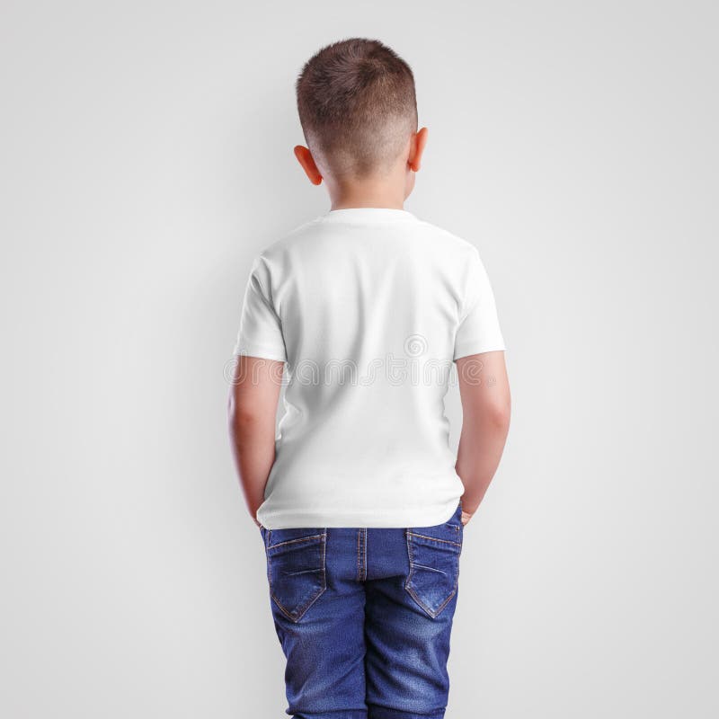 Download White, Gray, Black T-shirt Mockup On Cute Boy In Jeans ...