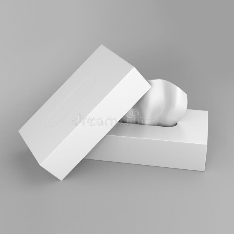 Download White Blank Tissue Box On Grey Background For Print Design And Mock Up. 3d Render Illustration ...