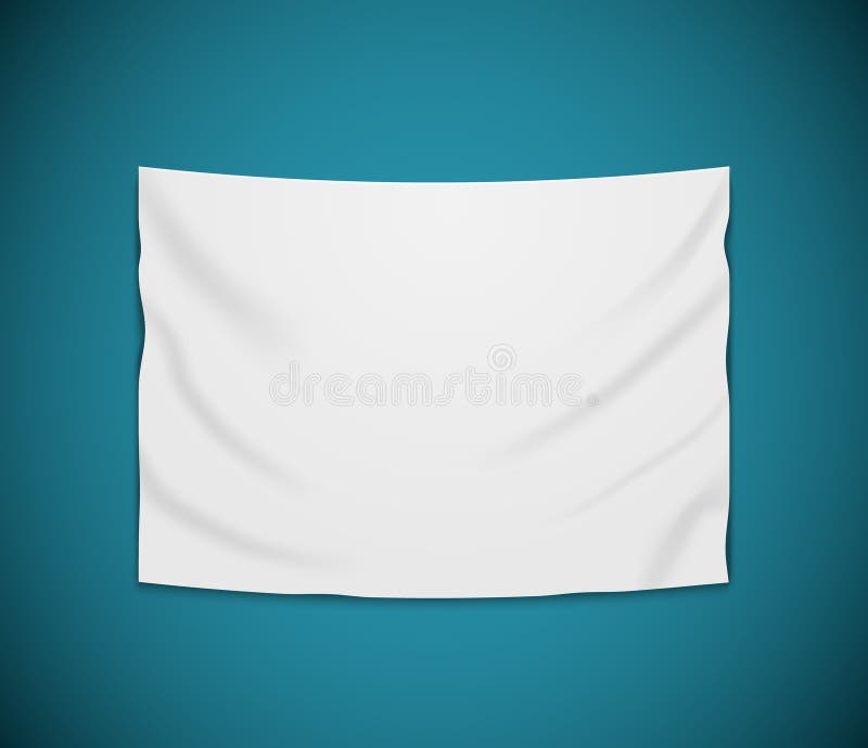 White Blank Vector Banner Textile. Empty Hanging Fabric Banner