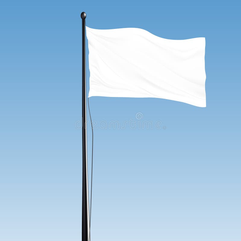 White Blank Vector Flag with steel pole and black rope