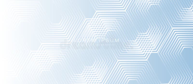 White blue abstract background with glowing hexagon geometric lines. Modern shiny blue lines pattern. Futuristic technology royalty free illustration