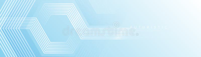 White, blue abstract background with glowing hexagon geometric lines. Modern shiny white lines pattern. Futuristic technology stock illustration