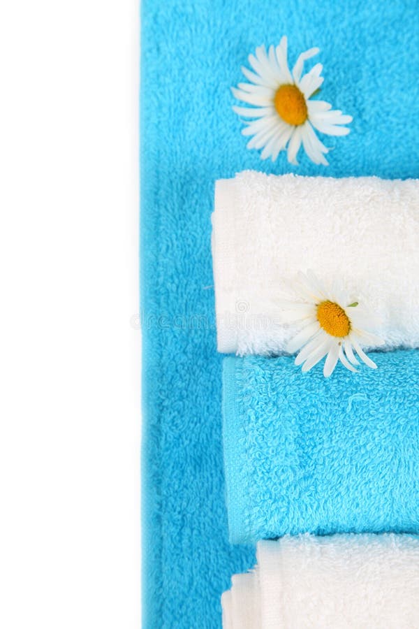 White and blue bath towels stock image. Image of relaxation 25889585