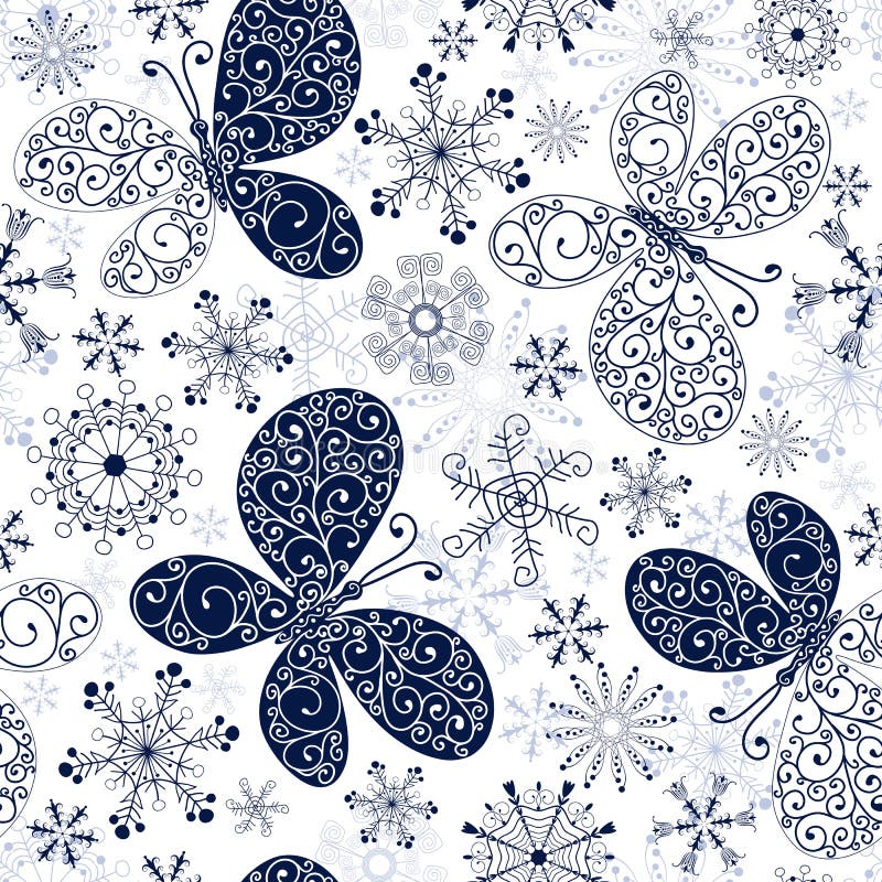 White-blue christmas pattern (Seamless)