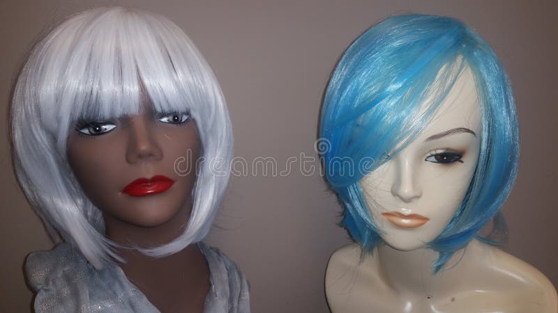Blue and White Cosplay Wig - wide 1