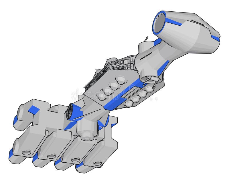 White and blue fantasy spaceship vector illustration stock illustration