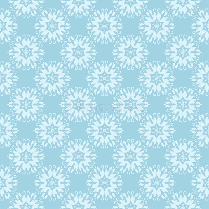 White and blue floral seamless pattern