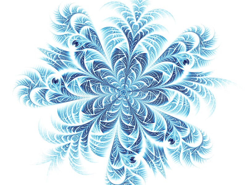 White and blue flower with ornate petals - digitally generated image royalty free illustration