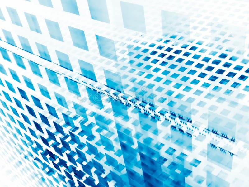 White and blue fractal background - abstract digitally generated 3d illustration stock illustration