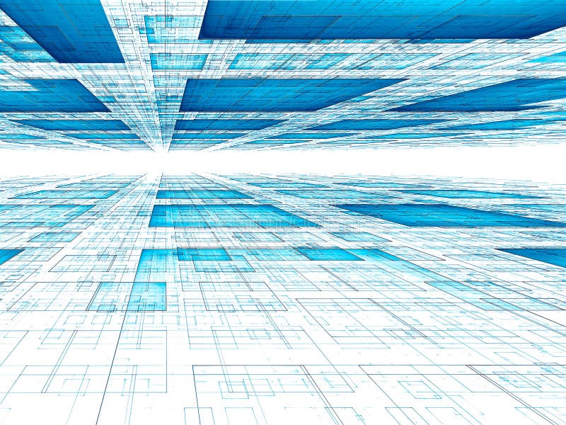 White and blue perspective background - abstract digitally gener vector illustration