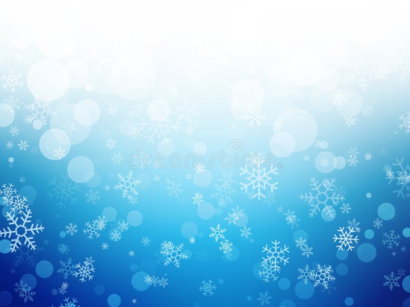 White blue winter Christmas background with snowflakes