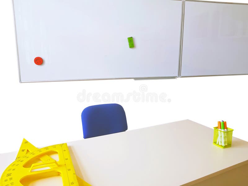 White board and teachers desk