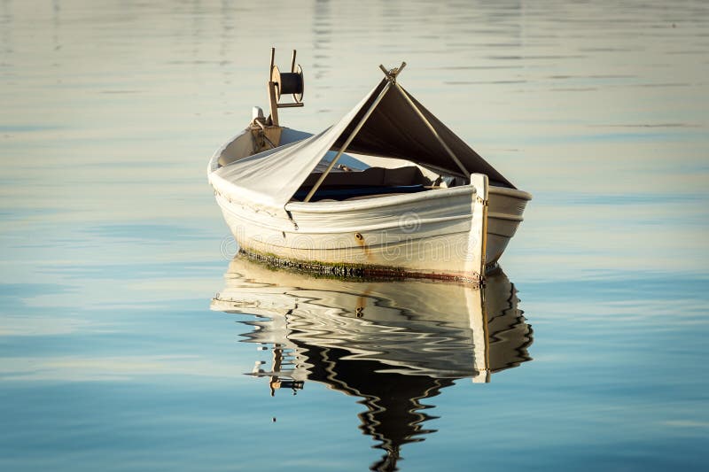 White boat in the water