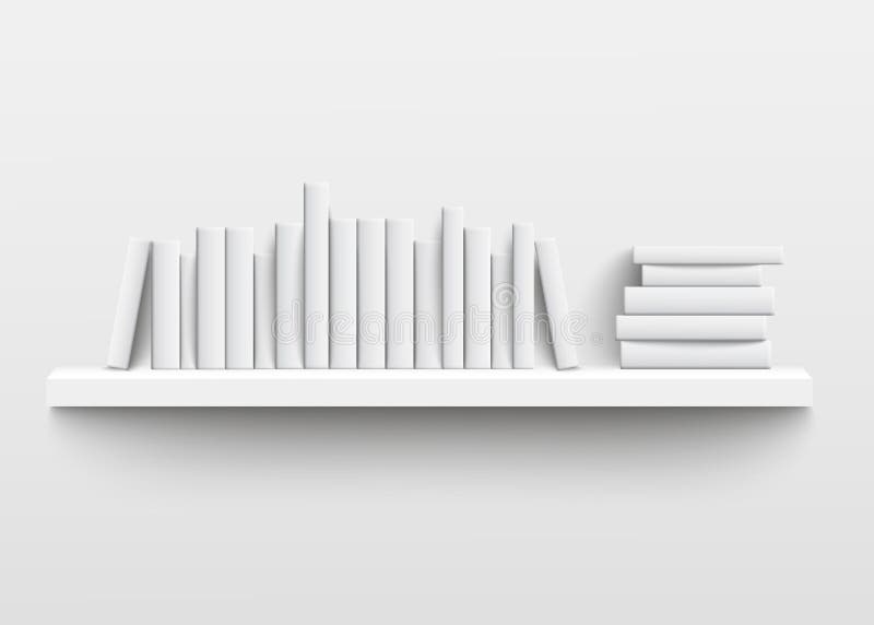 White Book Shelf Mockup On The Wall 3d Realistic Design Of