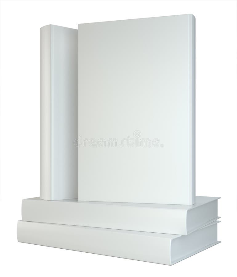 Stack Of Books Blank Book Cover White. 3d Rendering Stock Illustration