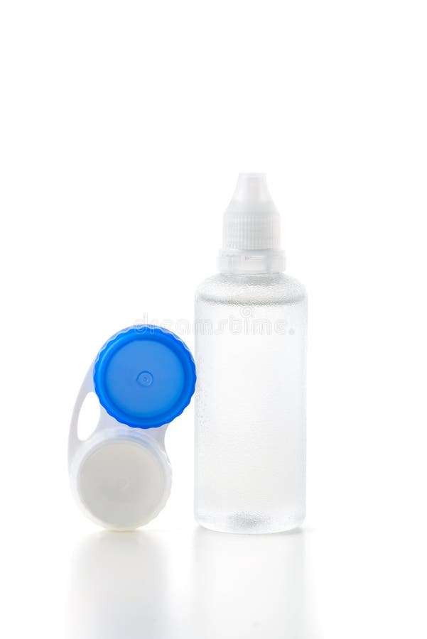 white bottle with contacts case stock photos white bottle with contacts case stock photos