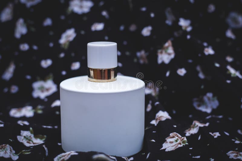 White bottle of perfume stock photo. Image of female 93884954