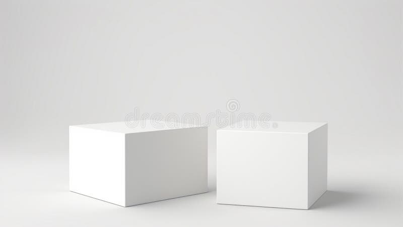 White box 3d mockup on the white background. Cardboard box template vector illustration