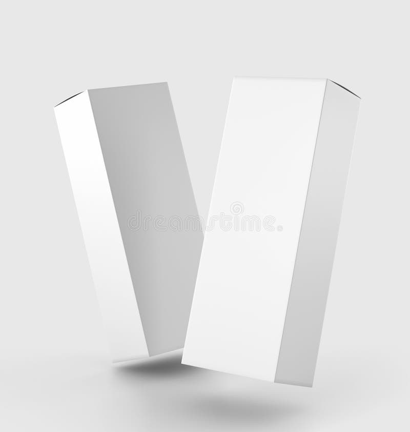 White box Mockup, blank carton container 3d rendering isolated on light background vector illustration