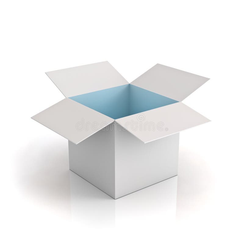 White box open with cyan light stock illustration