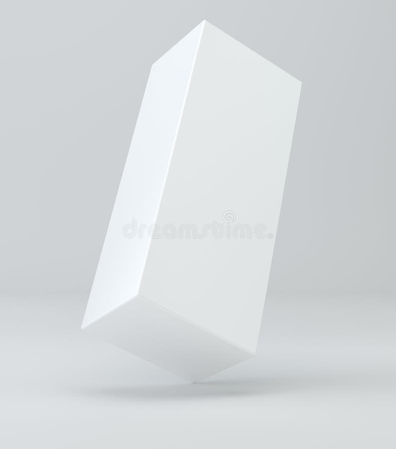 White box package mockup with shadow for your design. Blank container or cardboard template for cosmetic, medicine stock illustration