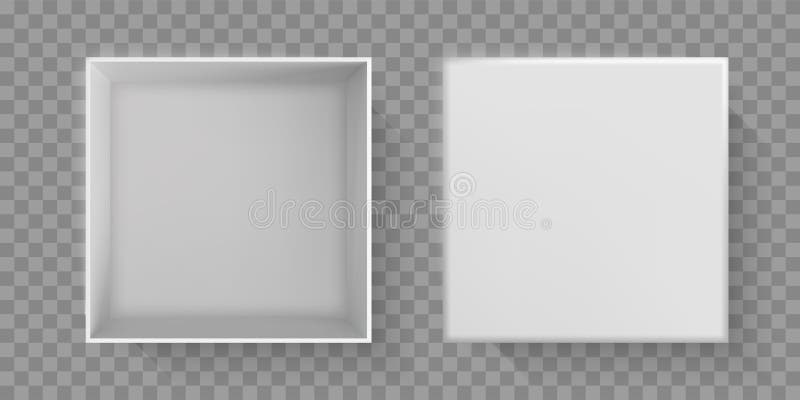 White Box Top View 3d Open Package Cover Top Vector White