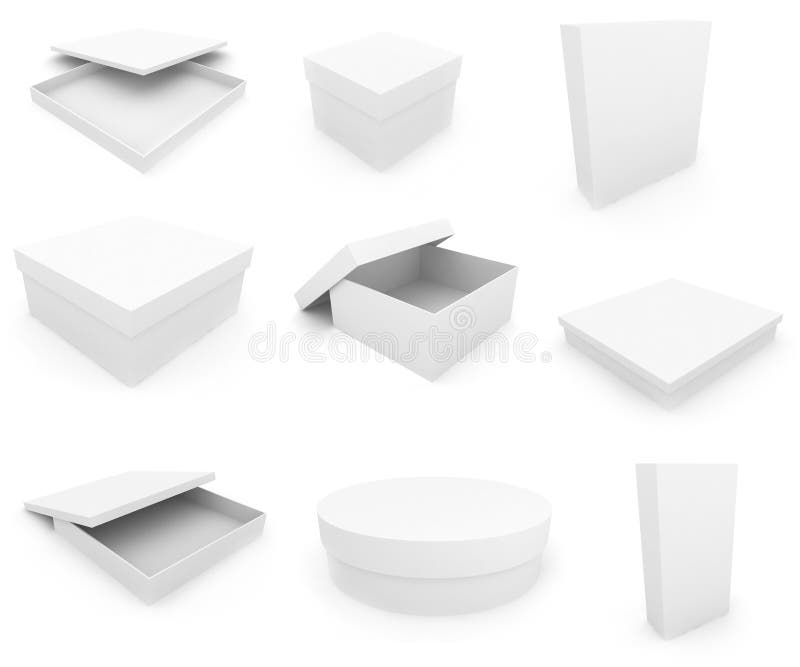 White boxs over white background stock illustration