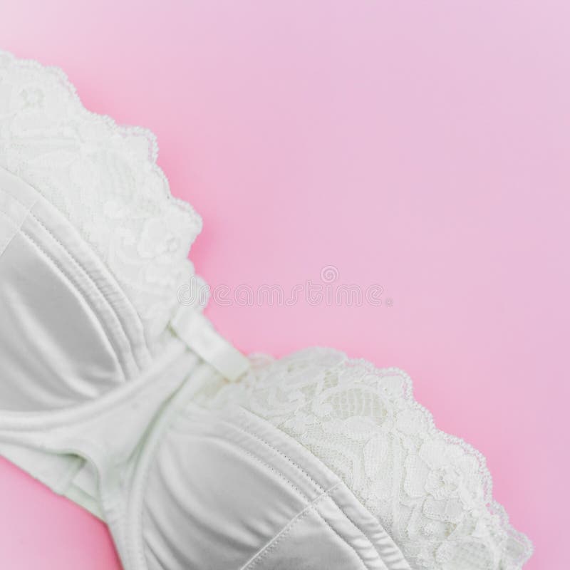 White Bra Pink Pastel Background Stock Image Image of cute, cloth
