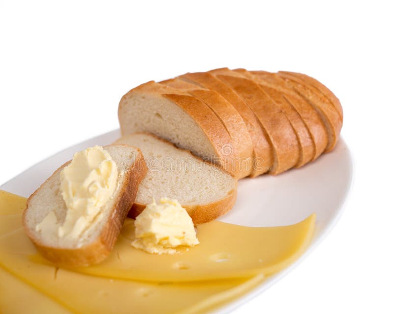 White Bread and Butter Composition Stock Image Image of flour, peper