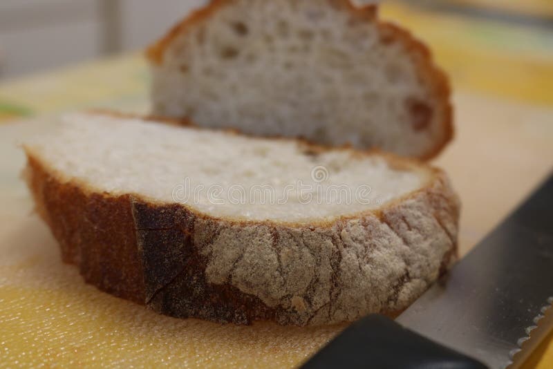 White Bread on Cutting Board Close Up Stock Photo Image of slice