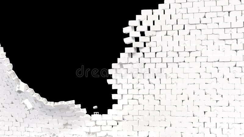 White brick wall break crack super slow motion 1000 fps