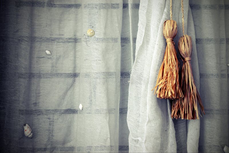 White Brick Wall Decorated with Net Curtain Stock Image Image of