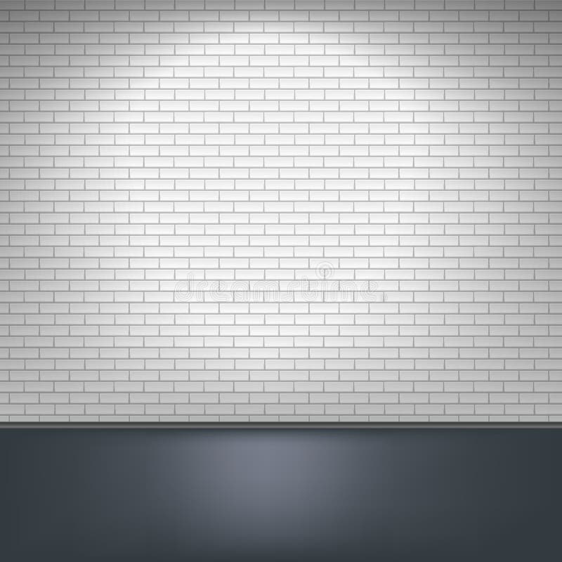 White Brick Wall and Floor. Stock Vector Illustration of vector